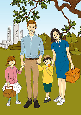 주간 PSD 나무 식물 공원 여자 남자 어린이 일러스트 가족 엄마 휴식 함께함 사람 여러명 성인 야외 소풍 바구니 손잡기 화목 자녀 아빠 아트툰 국내일러스트 자연요소 공공시설 다수 컨셉 관계 모션 야외활동 그림 파일형식