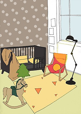 PSD 백그라운드 의자 일러스트 창문 베개 조명 함께함 실내 사람없음 화목 카펫 이불 방 침대 스탠드 목마 아트툰 국내일러스트 가구 컨셉 침구 내부 그림 파일형식