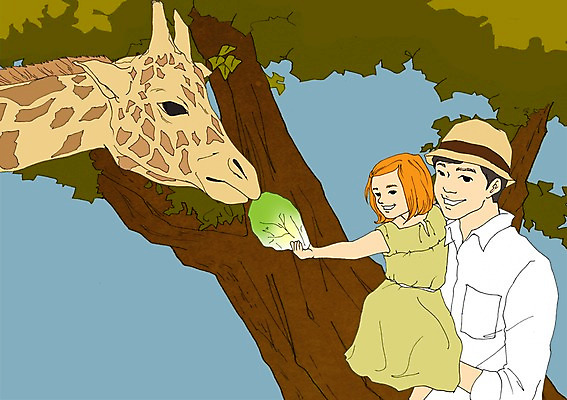 주간 PSD 나무 식물 동물 한마리 여자 남자 딸 어린이 일러스트 가족 함께함 동물원 사람 성인 야외 소풍 화목 아빠 먹이 기린 배추 아트툰 국내일러스트 자연요소 1 컨셉 채소 포유류 관계 야외활동 그림 파일형식