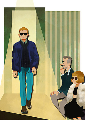 PSD 모델 옷 여자 남자 맨라이프 일러스트 조명 사람 성인 세명 뷰티 디자이너 패션쇼 런웨이 성인만 국내일러스트 직업 라이프스타일 쇼 파일형식