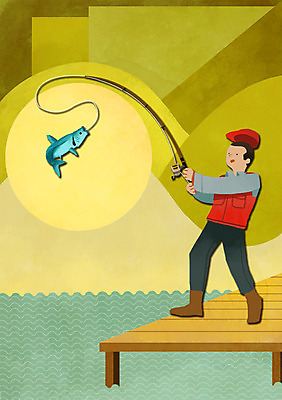 PSD 남자 맨라이프 일러스트 낚시 어류 한명 사람 성인 취미 태양 낚싯대 민물낚시 국내일러스트 자연요소 1 라이프스타일 레저 수중동물 낚시용품 파일형식