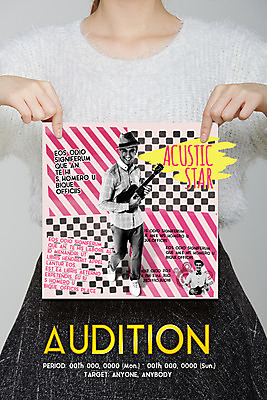 PSD 서양인 외국인 편집이미지 여자 남자 포스터 악기 연주 디자인시안 프레임 실내 사람 세명 공연 기타 오디션 이미지편집 음악 현악기 인종 이벤트 내부 파일형식