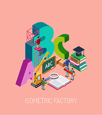 알파벳 영어 교육 남자 일러스트 학사모 공장 돋보기 사람 여러명 성인 책 연필 칠판 분석 기중기 과정 아이소메트릭 남자만 성인남자만 성인만 국내일러스트 AI파일 문자 모자_잡화 다수 컨셉 졸업 공업 학용품 필기구 중장비 파일형식 벡터