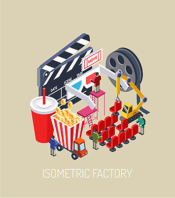 남자 음료 의자 일러스트 사다리 공장 사람 여러명 성인 영화관 필름 영화 분석 기중기 콜라 팝콘 과정 아이소메트릭 3D안경 남자만 성인남자만 성인만 국내일러스트 AI파일 안경 가구 다수 컨셉 공업 문화예술 도구 중장비 극장 탄산음료 파일형식 벡터