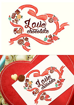 PSD 꽃 리본 일러스트 캘리그라피 촛불 수채화 프레임 발렌타인데이 사람없음 장미 초콜릿 하트 활용 목업 국내일러스트 모양 식물 컨셉 초 데이이벤트 디저트 파일형식