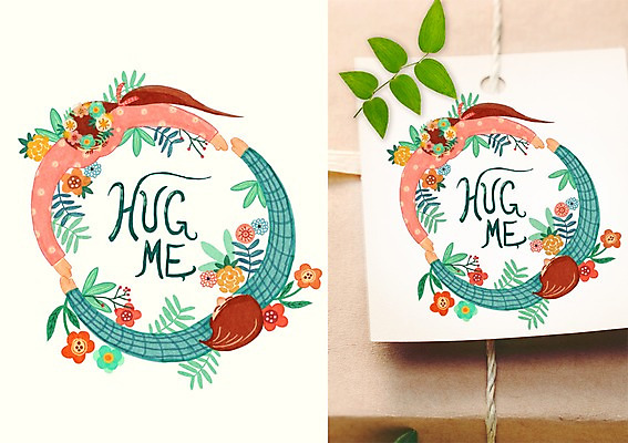 PSD 손글씨 여자 남자 꽃 일러스트 캘리그라피 포옹 수채화 프레임 사람 성인 봄 풀 허그데이 활용 목업 성인만 국내일러스트 식물 계절 컨셉 안기 데이이벤트 파일형식