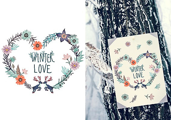 PSD 나무 식물 계절 꽃 잎 겨울 일러스트 캘리그라피 수채화 프레임 사랑 사람없음 하트 순록 활용 목업 국내일러스트 모양 감정 컨셉 파일형식