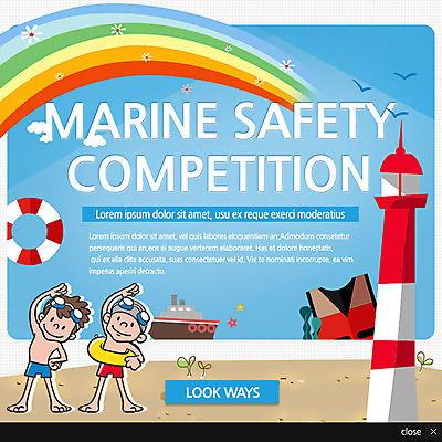 PSD 템플릿 남자 어린이 바다 웹템플릿 무지개 등대 팝업 이벤트팝업 웹팝업 안전 사람 해변 두명 스트레칭 해수욕장 구명조끼 튜브 선박 남자만 어린이만 소년만 이미지템플릿 자연요소 수상교통 운동 구조용품 파일형식