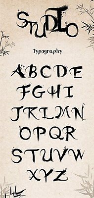 PSD 식물 문자 알파벳 영어 일러스트 캘리그라피 대문자 타이포그라피 글자캘리그라피 사람없음 세트 대나무 조합형타이포 국내일러스트 나무 파일형식