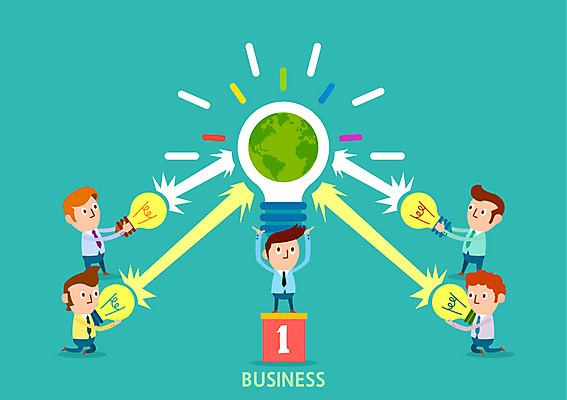 남자 지구 컬러 일러스트 비즈니스 전구 아이디어 사람 여러명 빛 컬러풀 글로벌 우승 비즈니스맨 플랫 공유 남자만 국내일러스트 AI파일 다수 컨셉 최고 직장인 파일형식 벡터