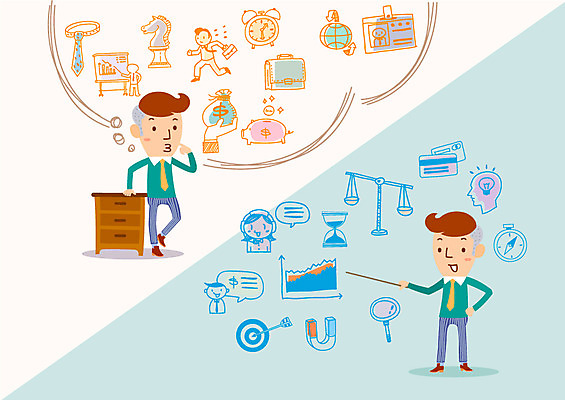 남자 시계 컬러 서류가방 일러스트 비즈니스 상상 돋보기 그래프 아이디어 저울 사람 두명 컬러풀 저금통 비즈니스맨 플랫 목표 돈다발 이름표 모래시계 남자만 금융의날 국내일러스트 AI파일 모래 컨셉 돈 가방 저축 직장인 파일형식 벡터 법정기념일