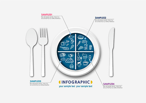 접시 컬러 포크 일러스트 요리 사람없음 컬러풀 견본 숟가락 식사 인포그래픽 나이프 국내일러스트 AI파일 식기 수저 칼 파일형식 벡터