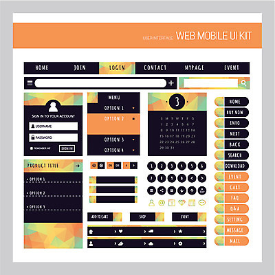 템플릿 디자인 컬러 웹템플릿 버튼 웹소스 모바일 사람없음 세트 주황색 웹 어플리케이션 UI 메뉴바 모바일소스 엘리먼트 웹엘리먼트 콘텐츠 이미지템플릿 AI파일 인터넷 파일형식 벡터 편집소스