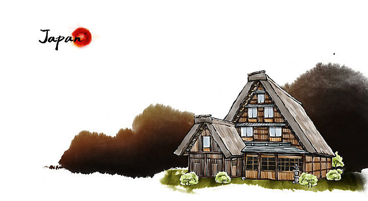 PSD 문화 여행 캘리배경 백그라운드 일러스트 캘리그라피 유적지 주택 수묵화 풍경 사람없음 관광지 마을 일본 동양화 전통집 국내일러스트 아시아 고건축 미술 건물 파일형식