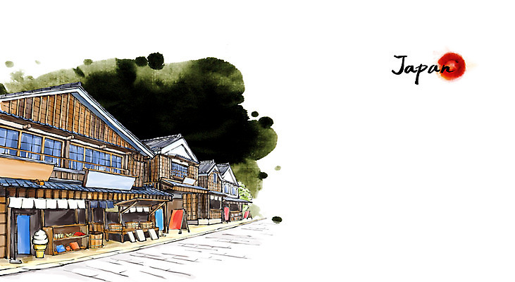 PSD 문화 여행 캘리배경 백그라운드 일러스트 캘리그라피 유적지 주택 수묵화 풍경 사람없음 건물 관광지 마을 상점 일본 동양화 국내일러스트 건축물 아시아 고건축 미술 파일형식