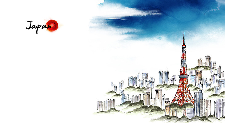 PSD 문화 여행 캘리배경 백그라운드 일러스트 캘리그라피 수묵화 풍경 빌딩 사람없음 관광지 일본 동양화 도쿄타워 국내일러스트 아시아 미술 건물 파일형식