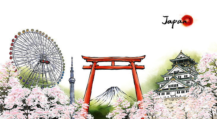 PSD 계절 문화 여행 캘리배경 백그라운드 일러스트 캘리그라피 유적지 수묵화 풍경 사람없음 관광지 일본 봄 벚꽃 동양화 대관람차 후지산 토리이 오사카성 스카이트리 봄배경 국내일러스트 꽃 아시아 고건축 산 미술 탑 세계문화유산 도쿄 놀이기구 신사_건축물 파일형식