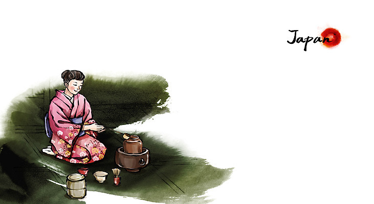 PSD 여자 문화 여행 백그라운드 일러스트 캘리그라피 유적지 수묵화 한명 사람 풍경 성인 관광지 일본 다도 기모노 동양화 국내일러스트 1 아시아 고건축 미술 예절 일본전통의상 파일형식