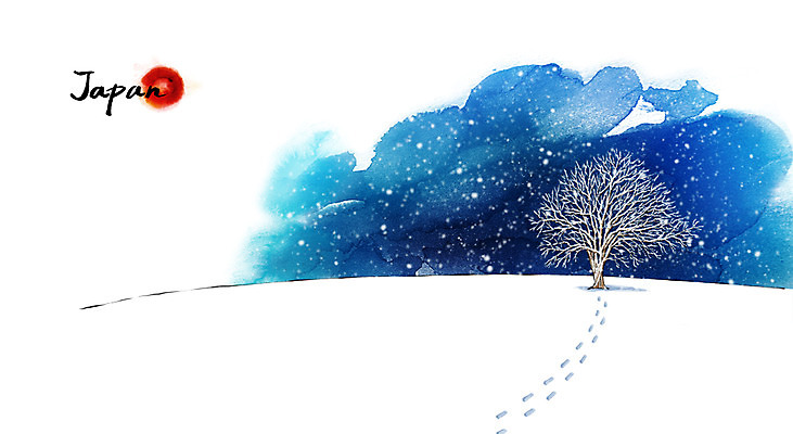 PSD 나무 계절 여행 캘리배경 백그라운드 겨울 일러스트 캘리그라피 수묵화 풍경 사람없음 설원 일본 눈 발자국 동양화 겨울배경 국내일러스트 자연요소 식물 아시아 자국 날씨 눈_날씨 미술 파일형식