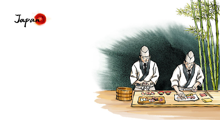 PSD 남자 문화 음식 여행 백그라운드 일러스트 캘리그라피 유적지 도마 수묵화 사람 풍경 성인 두명 관광지 일본 요리사 초밥 대나무 동양화 장인 성인남자만 국내일러스트 나무 직업 아시아 고건축 주방용품 미술 일본음식 남자만 성인만 파일형식