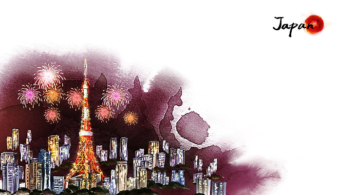 PSD 문화 여행 캘리배경 백그라운드 야경 일러스트 캘리그라피 불꽃놀이 수묵화 사람없음 일본 동양화 도쿄타워 국내일러스트 아시아 놀이 미술 야간 파일형식 풍경_경치