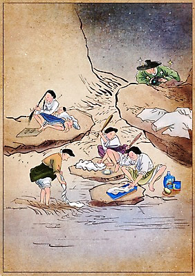 PSD 한국전통 여자 남자 어린이 백그라운드 컨셉 일러스트 사람 여러명 성인 야외 카메라 변화 빨래 야간 강가 한복 세제 그림 과거 현대문화 빨래판 풍속화 국내일러스트 갓모자 자연요소 모자_잡화 전통 문화 다수 가사 전통소품 한국 전자제품 강 전통의상 파일형식