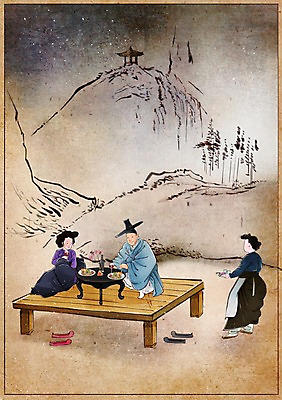 PSD 식물 한국전통 여자 남자 음식 백그라운드 컨셉 와인잔 일러스트 산 파스타 사람 성인 야외 세명 와인 꽃병 변화 한복 그림 과거 서빙 평상 현대문화 소개팅 풍속화 성인만 국내일러스트 갓모자 모자_잡화 전통 꽃 문화 술잔 주류 전통소품 한국 서양음식 전통의상 파일형식