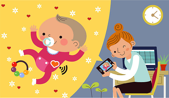 여자 남자 아들 인터넷 일러스트 엄마 미래 정보기술 사람 성인 스마트폰 정보 아기 관찰 네트워크 스마트 책상 딸랑이 편리함 센서 첨단 사물인터넷 4차산업 국내일러스트 AI파일 산업 가구 컨셉 가족 모션 기술 핸드폰 스마트기기 아기용품 파일형식 벡터