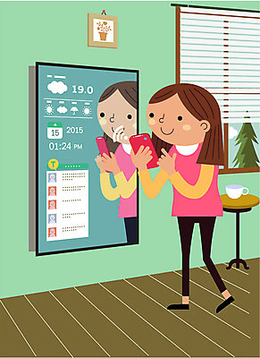 여자 인터넷 일러스트 탁자 미래 실내 정보기술 사람 성인 스마트폰 태블릿 거울 정보 네트워크 스마트 편리함 센서 첨단 사물인터넷 여자만 성인여자만 성인만 4차산업 국내일러스트 AI파일 산업 가구 컨셉 기술 내부 전자제품 핸드폰 스마트기기 파일형식 벡터