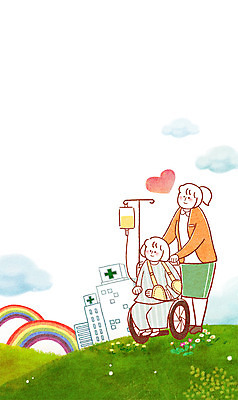 PSD 구름 여자 꽃 어린이 백그라운드 무지개 일러스트 병원 사람 성인 두명 치료 산책 환자 간호사 하트 보호 링거 복지 언덕 휠체어 깁스 국내일러스트 자연요소 모양 식물 컨셉 의학 의료기기 휴식 의료진 의료용품 사회이슈 파일형식