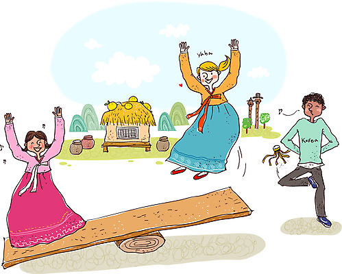 주간 서양인 한국문화 여자 남자 문화 일러스트 놀이 한국 초가집 사람 동양인 성인 야외 세명 전통놀이 한국인 체험 항아리 한복 즐거움 전통체험 널뛰기 제기차기 성인만 국내일러스트 AI파일 자연요소 외국인 동양문화 한국전통 전통 감정 아시아 컨셉 한옥 인종 도자기 전통의상 파일형식 벡터