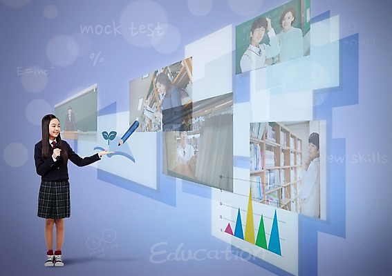 PSD 편집이미지 학생 여자 교육 남자 교복 그래프 사람 동양인 여러명 태블릿 한국인 발전 스마트 합성 편리함 혁명 이미지편집 옷 다수 컨셉 인종 전자제품 스마트기기 파일형식