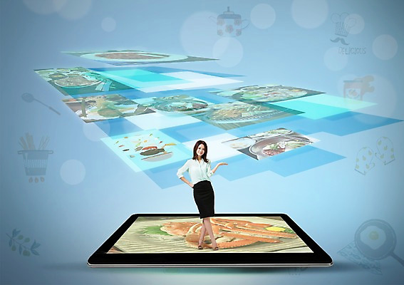 PSD 편집이미지 여자 음식 요리 한명 사람 동양인 정장 성인 태블릿 한국인 프라이팬 발전 냄비 스마트 합성 편리함 혁명 여자만 여자한명만 성인여자만 성인만 이미지편집 1 옷 컨셉 주방용품 인종 전자제품 스마트기기 솥 파일형식