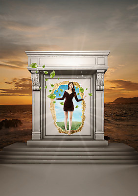 전신 PSD 서양인 외국인 구름 편집이미지 여자 바다 하늘 한명 사람 성인 앞모습 그래픽 빛 3D 문 노을 벽거울 여자만 여자한명만 성인여자만 성인만 편집3D 자연요소 1 뷰포인트 인종 거울 디지털합성 파일형식