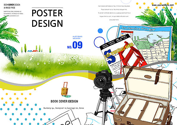 PSD 템플릿 편집 표지디자인 북디자인 표지 리플렛 여행 백그라운드 지도 북커버 팜플렛 사람없음 카메라 캐리어 여행가방 잡지 삼각대 표지샘플 이미지템플릿 가방 간행물 전자제품 파일형식