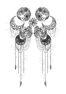 식물 문양 꽃 선 줄 컬러 백그라운드 패턴 일러스트 나뭇잎 흑백 사람없음 패턴백그라운드 대칭 젠탱글 국내일러스트 AI파일 잎 무늬 촬영기법 파일형식 벡터