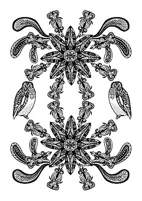 식물 동물 문양 꽃 컬러 백그라운드 패턴 일러스트 조류 흑백 사람없음 패턴백그라운드 부엉이 대칭 젠탱글 국내일러스트 AI파일 무늬 촬영기법 파일형식 벡터