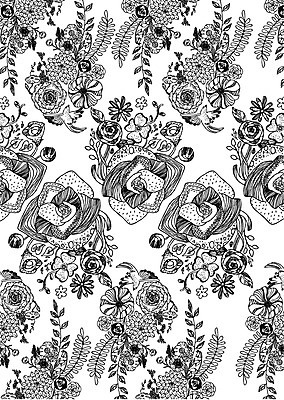 식물 문양 꽃 컬러 백그라운드 패턴 일러스트 조류 나뭇잎 흑백 사람없음 패턴백그라운드 젠탱글 국내일러스트 AI파일 동물 잎 무늬 촬영기법 파일형식 벡터