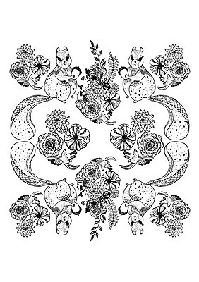 식물 동물 문양 꽃 컬러 백그라운드 패턴 일러스트 조류 나뭇잎 흑백 들기 사람없음 패턴백그라운드 다람쥐 도토리 대칭 젠탱글 국내일러스트 AI파일 잎 무늬 모션 촬영기법 견과류 설치류 파일형식 벡터