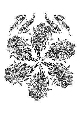 식물 동물 문양 꽃 컬러 백그라운드 패턴 일러스트 나뭇잎 흑백 어류 사람없음 수중동물 패턴백그라운드 꽃봉오리 젠탱글 국내일러스트 AI파일 잎 무늬 촬영기법 파일형식 벡터