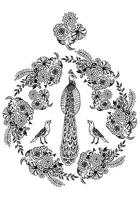 식물 동물 문양 꽃 컬러 백그라운드 패턴 일러스트 조류 나뭇잎 흑백 사람없음 패턴백그라운드 공작 젠탱글 국내일러스트 AI파일 잎 무늬 촬영기법 파일형식 벡터