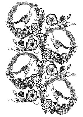 식물 동물 문양 꽃 선 컬러 백그라운드 패턴 일러스트 조류 흑백 사람없음 패턴백그라운드 꽃봉오리 젠탱글 국내일러스트 AI파일 무늬 촬영기법 파일형식 벡터