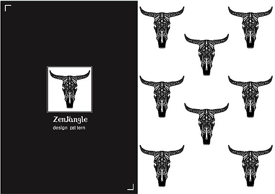 동물 문양 컬러 백그라운드 패턴 일러스트 흑백 사람없음 패턴백그라운드 소 젠탱글 국내일러스트 AI파일 무늬 포유류 촬영기법 파일형식 벡터