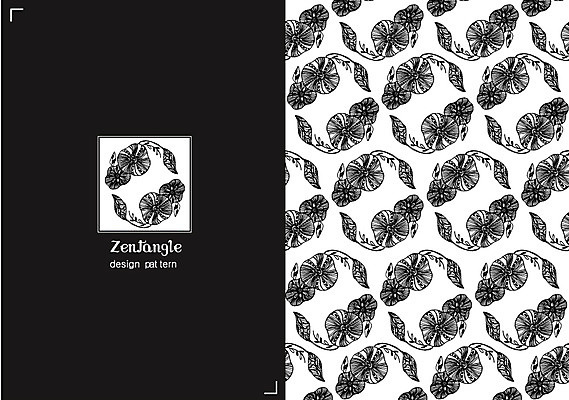 식물 문양 꽃 컬러 백그라운드 패턴 일러스트 흑백 사람없음 패턴백그라운드 젠탱글 국내일러스트 AI파일 무늬 촬영기법 파일형식 벡터