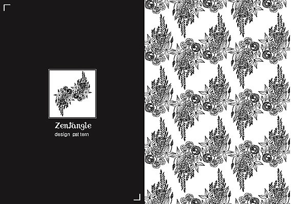 식물 문양 꽃 컬러 백그라운드 패턴 일러스트 흑백 사람없음 패턴백그라운드 젠탱글 국내일러스트 AI파일 무늬 촬영기법 파일형식 벡터