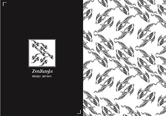 동물 문양 컬러 백그라운드 패턴 일러스트 흑백 어류 사람없음 패턴백그라운드 금붕어 젠탱글 국내일러스트 AI파일 무늬 촬영기법 수중동물 파일형식 벡터