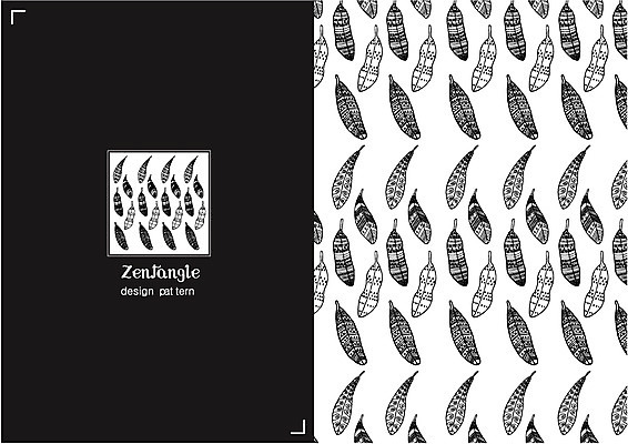 식물 문양 컬러 백그라운드 패턴 일러스트 나뭇잎 흑백 사람없음 패턴백그라운드 젠탱글 국내일러스트 AI파일 잎 무늬 촬영기법 파일형식 벡터