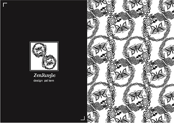 식물 동물 문양 꽃 컬러 나비 곤충 백그라운드 패턴 일러스트 흑백 사람없음 패턴백그라운드 젠탱글 국내일러스트 AI파일 무늬 촬영기법 파일형식 벡터