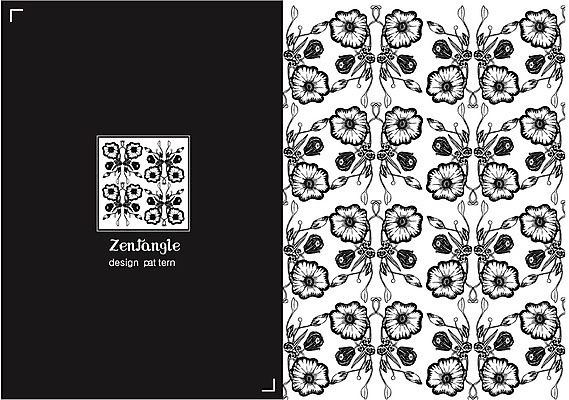 식물 문양 꽃 컬러 백그라운드 패턴 일러스트 흑백 사람없음 패턴백그라운드 꽃봉오리 젠탱글 국내일러스트 AI파일 무늬 촬영기법 파일형식 벡터