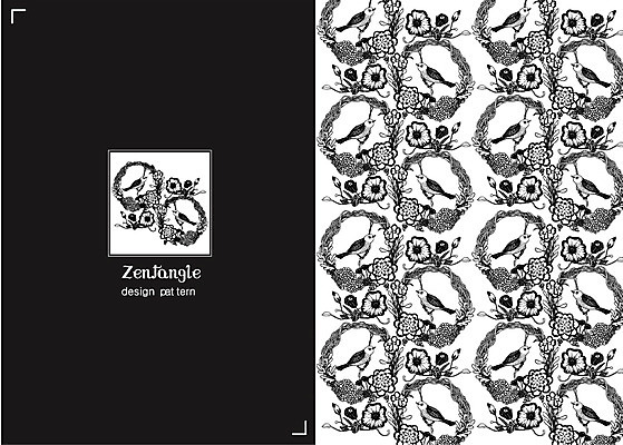 식물 동물 문양 꽃 컬러 백그라운드 패턴 일러스트 조류 흑백 사람없음 패턴백그라운드 꽃봉오리 젠탱글 국내일러스트 AI파일 무늬 촬영기법 파일형식 벡터